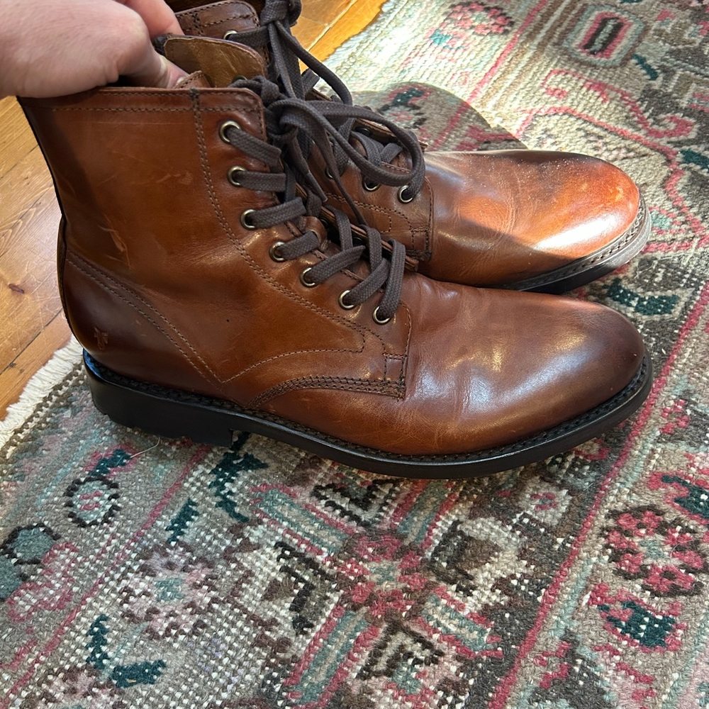 Frye Men's Tan Leather Lace-Up Boots